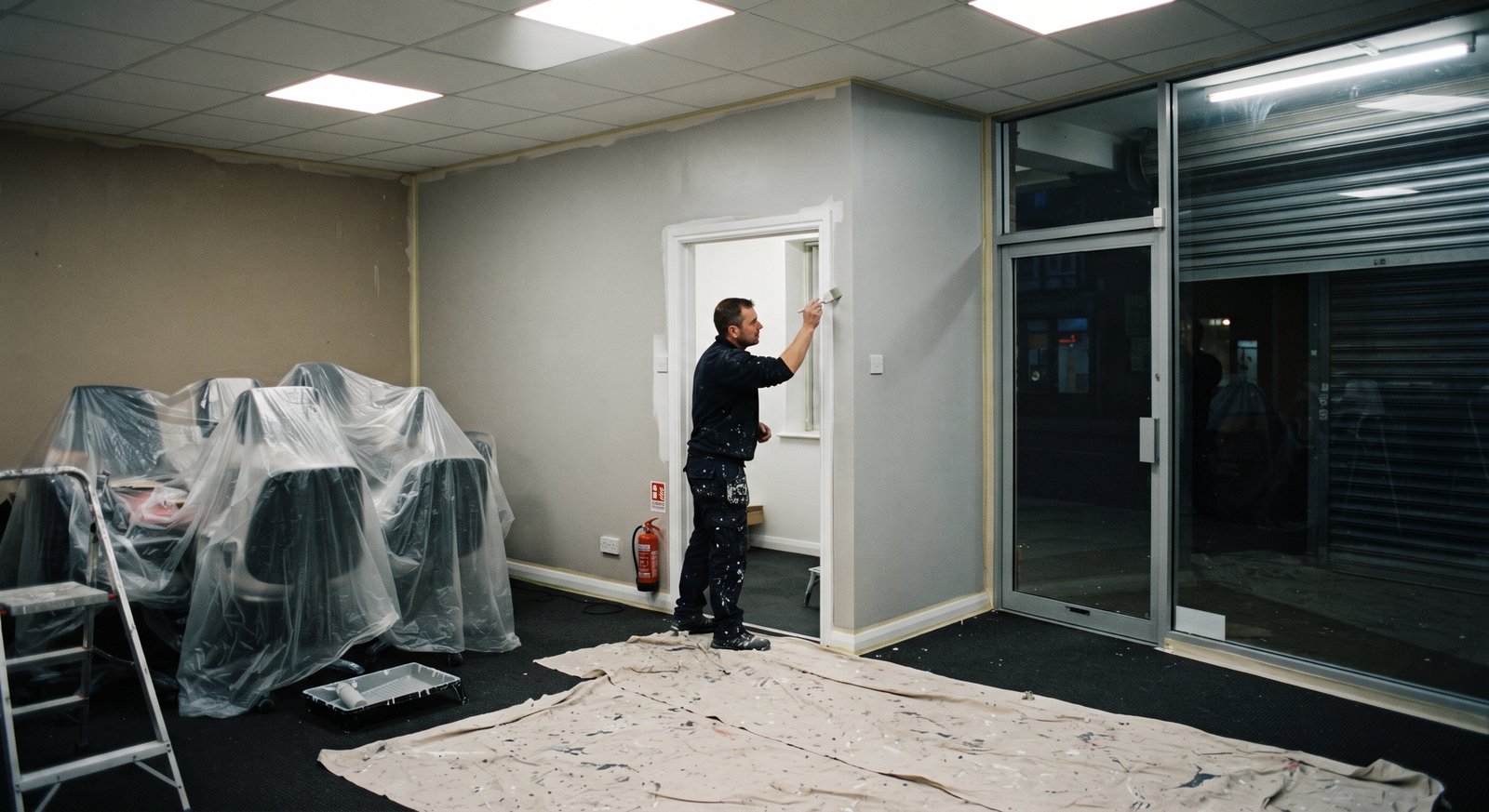 Office or retail unit being repainted