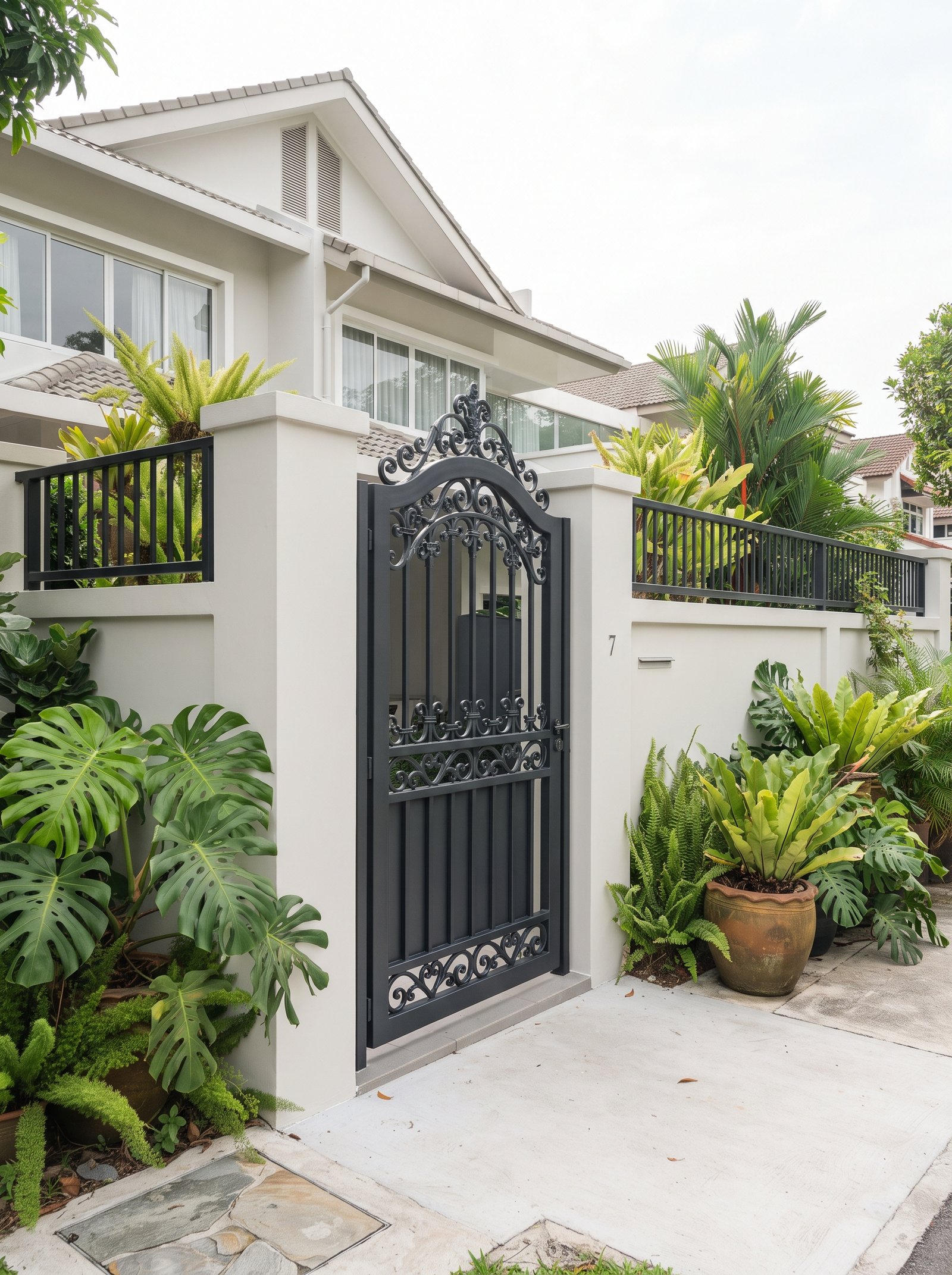 Freshly painted exterior gate and boundary wall